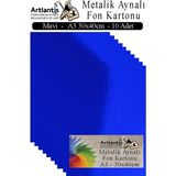Artlantis Metalik Aynalı Fon Kartonu 10 Lu A3 30X42 cm 1 Paket Okul Sınıf Dekoratif Pırıltılı Folyo Kağıt Dekoratif Anasınıfı Kreş - Mavi