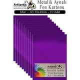 Artlantis Metalik Aynalı Fon Kartonu 10 Lu A3 30X42 cm 1 Paket Okul Sınıf Dekoratif Pırıltılı Folyo Kağıt Dekoratif Anasınıfı Kreş - Mor
