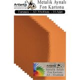 Artlantis Metalik Aynalı Fon Kartonu 10 Lu A3 30X42 cm 1 Paket Okul Sınıf Dekoratif Pırıltılı Folyo Kağıt Dekoratif Anasınıfı Kreş - Turuncu