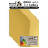 Artlantis Metalik Aynalı Fon Kartonu 10 lu A4 20X30 cm 1 Paket Okul Sınıf Dekoratif Pırıltılı Folyo Kağıt Deko