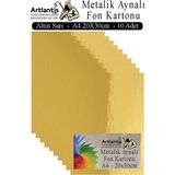 Artlantis Metalik Aynalı Fon Kartonu 10 Lu A4 20X30 cm 1 Paket Okul Sınıf Dekoratif Pırıltılı Folyo Kağıt Dekoratif Anasınıfı Kreş - Altın Sarı