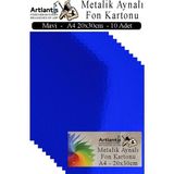Artlantis Metalik Aynalı Fon Kartonu 10 Lu A4 20X30 cm 1 Paket Okul Sınıf Dekoratif Pırıltılı Folyo Kağıt Dekoratif Anasınıfı Kreş - Mavi