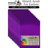 Artlantis Metalik Aynalı Fon Kartonu 10 Lu A4 20X30 cm 1 Paket Okul Sınıf Dekoratif Pırıltılı Folyo Kağıt Dekoratif Anasınıfı Kreş - Mor