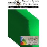 Artlantis Metalik Aynalı Fon Kartonu 10 Lu A4 20X30 cm 1 Paket Okul Sınıf Dekoratif Pırıltılı Folyo Kağıt Dekoratif Anasınıfı Kreş - Yeşil