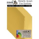 Artlantis Metalik Aynalı Fon Kartonu 10 Lu A5 15X20 cm 1 Paket Okul Sınıf Dekoratif Pırıltılı Folyo Kağıt Dekoratif Anasınıfı Kreş - Altın Sarı