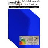 Artlantis Metalik Aynalı Fon Kartonu 10 Lu A5 15X20 cm 1 Paket Okul Sınıf Dekoratif Pırıltılı Folyo Kağıt Dekoratif Anasınıfı Kreş - Mavi