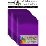 Artlantis Metalik Aynalı Fon Kartonu 10 Lu A5 15X20 cm 1 Paket Okul Sınıf Dekoratif Pırıltılı Folyo Kağıt Dekoratif Anasınıfı Kreş - Mor