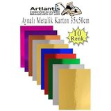 Artlantis Metalik Aynalı Fon Kartonu 10 Renk 35x50 cm 1 Paket Okul Sınıf Dekoratif Pırıltılı Folyo Kağıt