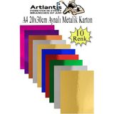 Artlantis Metalik Aynalı Fon Kartonu A4 10 Renk 20X30 cm 1 Paket Okul Sınıf Dekoratif Pırıltılı Folyo Kağıt - Renkli - Standart - 20x30cm
