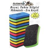 Artlantis Mıknatıslı Yazı Tahta Silgisi Eva 12 Adet Beyaz Yazı Tahtası Silgisi Manyetik Kaliteli Keçe Uçlu Eva Okul Sınıf Ofis Kur