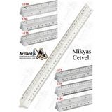 Artlantis Mikyas Cetvel 1 Adet Ölçekli Üçgen Çizim Cetveli 30CM 3 Kenarlı Mimar Mühendis 1:20 1:25 1:50 1:75 1:100 1:125 - Çok Renkli - Standart