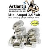 Artlantis Mini Ampul 2,5 Volt 10 Adet 1 Paket Küçük Elektrik Deney Ampulü 2.5 V Okul Sınıf Elektrik Devre Deney Ampulü - Sarı - Standart