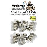 Artlantis Mini Ampul 2,5 Volt 25 Adet 1 Paket Küçük Elektrik Deney Ampulü 2.5 v Okul Sınıf Elektrik Devre Deney Ampulü