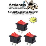 Artlantis Mini Anahtar Arapuar Çıtçıt Anahtar 3 Adet Elektrik Devresi Için Açma Kapama Düğmesi On / Off Kırmızı Siyah Anahtar - Standart - Renkli