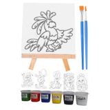 Artlantis Mini Boyama Seti 6 Farklı Model 15x15cm Kompozit Plaka 6 Renk Akrilik Boya Mini Şövale Seti Fırça