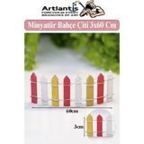 Artlantis Minyatür Renkli Bahçe Çiti 3X60 cm 1 Adet Mini Bahçe Çit Teraryum Okul Proje Ev Çit Renkli Ahşap Çit - Standart - Kırmızı