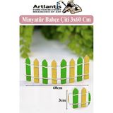 Artlantis Minyatür Renkli Bahçe Çiti 3X60 cm 1 Adet Mini Bahçe Çit Teraryum Okul Proje Ev Çit Renkli Ahşap Çit - Standart - Yeşil