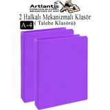 Artlantis Mor 2 Halkalı Klasör 2 Adet A4 Pvc Öğrenci ve Ofis Tipi Evrak Sunum Talebe Büro Klasörü Iç Cepli Otomatik Mekanizmalı