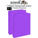 Artlantis Mor 2 Halkalı Klasör 2 Adet A5 Pvc Öğrenci ve Ofis Tipi Evrak Sunum Talebe Büro Klasörü Iç Cepli Otomatik Mekanizlı Okul