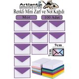 Artlantis Mor Mini Zarf 7x9 cm Not Kağıtlı 100 Adet Küçük Mor Zarf Mektup Oyun Zarfı Doğum Günü Dilekleri Zarfı Canlı Renk - 7x9cm - Standart