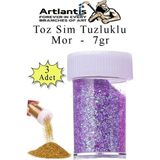 Artlantis Mor Toz Sim Tuzluklu 7 gr 3 Adet Renkli Toz Sim Epoksi Reçine Okul Etkinlik Dekarasyon Slime - Standart