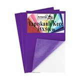 Artlantis Mor Yapışkanlı Keçe 35x50 Cm 3 Adet 2.0 Mm Kendinden Yapışkanlı Renkli Hobi Keçesi Elişi Keçe Kumaşı Anasınıfı Çok Renkli