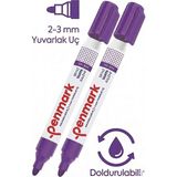 Artlantis Mor Yazı Tahta Kalemi 2 Adet Doldurulabilir Tahta Kalemi Okul Sınıf Öğretmen Beyaz Yazı Tahtası Kalemi Canlı Renk - 1 - Standart