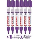 Artlantis Mor Yazı Tahta Kalemi 6 Adet Doldurulabilir Tahta Kalemi Okul Sınıf Öğretmen Beyaz Yazı Tahtası Kalemi Canlı Renk - 1 - Standart
