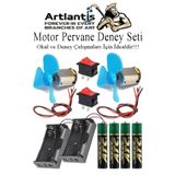 Artlantis Motor Deney Seti 1 Paket Pervane Dc Motor Anahtar Pil Yatağı Pil İletken Kablo Okul Sınıf Deney Malz