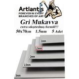 Artlantis Mukavva Gri 1.5 mm 50X70 cm 5 Adet Sert Karton Ekstra Sıkıştırılmış 50*70 Mukavva Gri Renkli 5 Adet - Standart