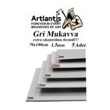 Artlantis Mukavva Gri 1.5mm 70x100 Cm 5 Adet Sert Karton Ekstra Sıkıştırılmış 70*100 Mukavva Gri Renkli 5 Adet
