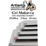 Artlantis Mukavva Gri 2.5 mm 35X50 cm 10 Adet Sert Karton Ekstra Sıkıştırılmış 35*50 Mukavva Gri Renkli 10 Adet - Standart