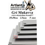 Artlantis Mukavva Gri 2.5 mm 35X50 cm 5 Adet Sert Karton Ekstra Sıkıştırılmış 35*50 Mukavva Gri Renkli 5 Adet - Standart