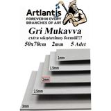 Artlantis Mukavva Gri 2 mm 50X70 cm 5 Adet Sert Karton Ekstra Sıkıştırılmış 50*70 Mukavva Gri Renkli 2mm 5 Adet - Standart