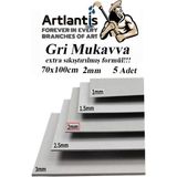 Artlantis Mukavva Gri 2 mm 70X100 cm 5 Adet Sert Karton Ekstra Sıkıştırılmış 70*100 Mukavva Gri Renkli 5 Adet - Standart