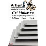 Artlantis Mukavva Gri 3 mm 35X50 cm 5 Adet Sert Karton Ekstra Sıkıştırılmış 35*50 Mukavva Gri Renkli 5 Adet - Standart