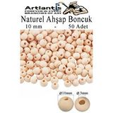 Artlantis Naturel Ahşap Boncuk 10mm 50 Li 1 Paket Ham Boyanabilir Ahşap Yuvarlak Doğal Boncuklar Takı Tasarım Ektinlik Kreş Okul Çok Renkli