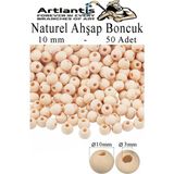 Artlantis Naturel Ahşap Boncuk 10MM 50 Li 1 Paket Ham Boyanabilir Ahşap Yuvarlak Doğal Boncuklar Takı Tasarım Ektinlik Kreş Okul - Standart