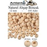 Artlantis Naturel Ahşap Boncuk 12MM 100 Lü 1 Paket Ham Boyanabilir Ahşap Yuvarlak Doğal Boncuklar Takı Tasarım Ektinlik Kreş Okul - Standart