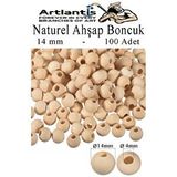 Artlantis Naturel Ahşap Boncuk 14mm 100 Lü 1 Paket Ham Boyanabilir Ahşap Yuvarlak Doğal Boncuklar Takı Tasarım Ektinlik Kreş Okul Çok Renkli