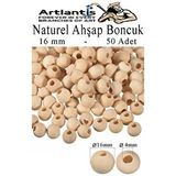 Artlantis Naturel Ahşap Boncuk 16mm 50 Li 1 Paket Ham Boyanabilir Ahşap Yuvarlak Doğal Boncuklar Takı Tasarım Ektinlik Kreş Okul Çok Renkli