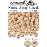 Artlantis Naturel Ahşap Boncuk 16MM 50 Li 1 Paket Ham Boyanabilir Ahşap Yuvarlak Doğal Boncuklar Takı Tasarım Ektinlik Kreş Okul - Standart