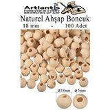 Artlantis Naturel Ahşap Boncuk 18mm 100 Lü 1 Paket Ham Boyanabilir Ahşap Yuvarlak Doğal Boncuklar Takı Tasarım Ektinlik Kreş Okul Çok Renkli