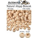 Artlantis Naturel Ahşap Boncuk 18MM 100 Lü 1 Paket Ham Boyanabilir Ahşap Yuvarlak Doğal Boncuklar Takı Tasarım Ektinlik Kreş Okul - Standart
