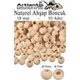 Artlantis Naturel Ahşap Boncuk 18MM 50 Li 1 Paket Ham Boyanabilir Ahşap Yuvarlak Doğal Boncuklar Takı Tasarım Ektinlik Kreş Okul - Standart