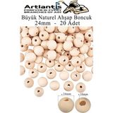 Artlantis Naturel Ahşap Boncuk 24MM 20 Li 1 Paket Ham Boyanabilir Ahşap Yuvarlak Doğal Boncuklar Takı Tasarım Ektinlik Kreş Okul - Standart