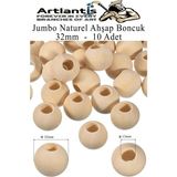 Artlantis Naturel Ahşap Boncuk 32MM 10 Lu 1 Paket Ham Boyanabilir Ahşap Yuvarlak Doğal Boncuklar Takı Tasarım Ektinlik Kreş Okul - Standart