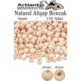 Artlantis Naturel Ahşap Boncuk 6mm 150 Li 1 Paket Ham Boyanabilir Ahşap Yuvarlak Doğal Boncuklar Takı Tasarım Ektinlik Kreş Okul - Standart