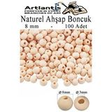 Artlantis Naturel Ahşap Boncuk 8mm 100 Lü 1 Paket Ham Boyanabilir Ahşap Yuvarlak Doğal Boncuklar Takı Tasarım Ektinlik Kreş Okul Çok Renkli