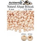 Artlantis Naturel Ahşap Boncuk 8mm 150 Li 1 Paket Ham Boyanabilir Ahşap Yuvarlak Doğal Boncuklar Takı Tasarım Ektinlik Kreş Okul - Standart